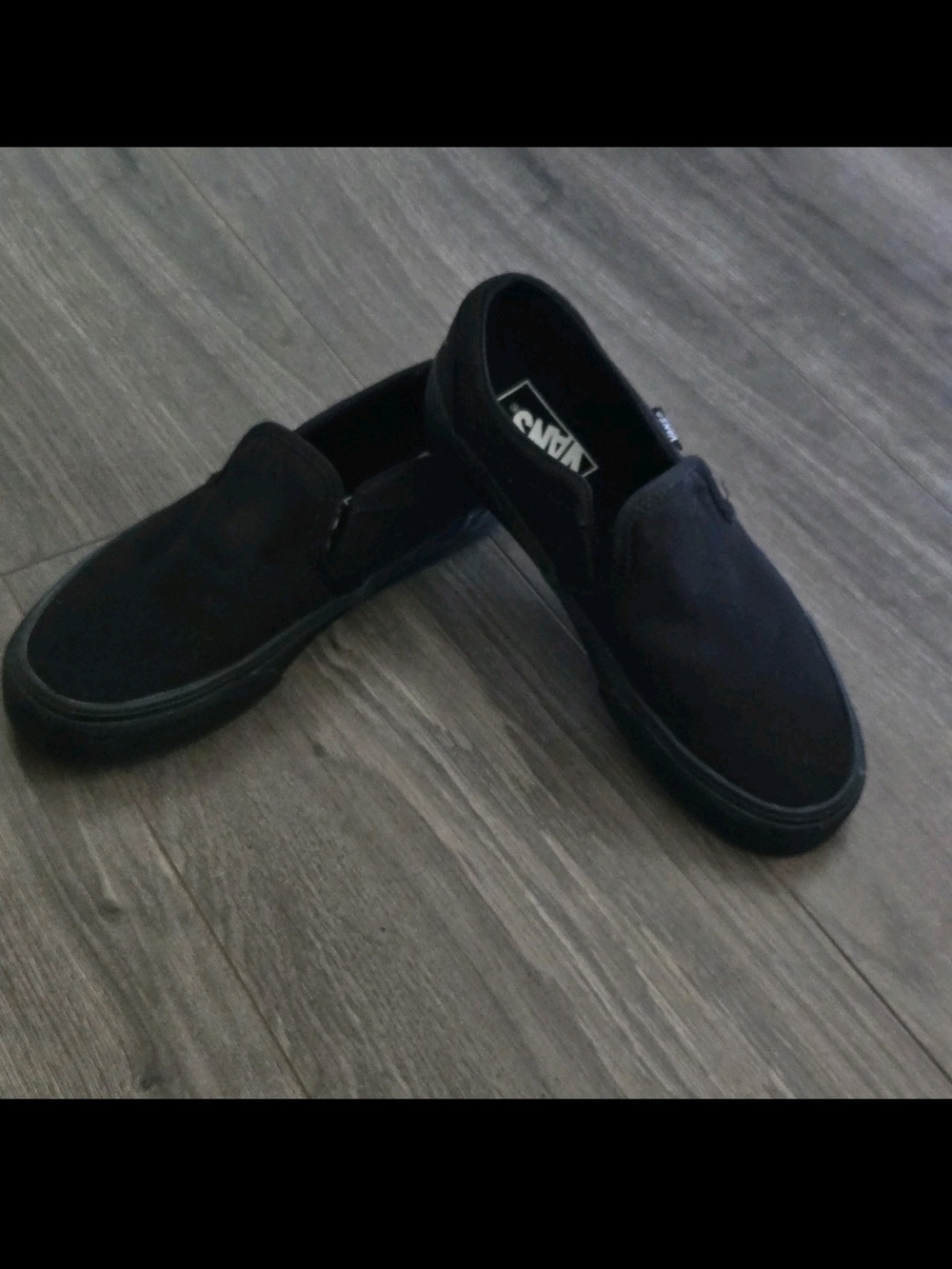 Vans Black Monochrome Slip-on Slip On Skate Canvas Shoe Low Top Sneakers Women 7